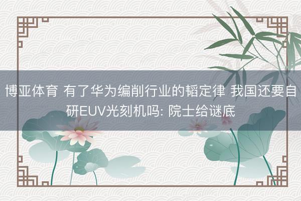 博亚体育 有了华为编削行业的韬定律 我国还要自研EUV光刻机吗: 院士给谜底
