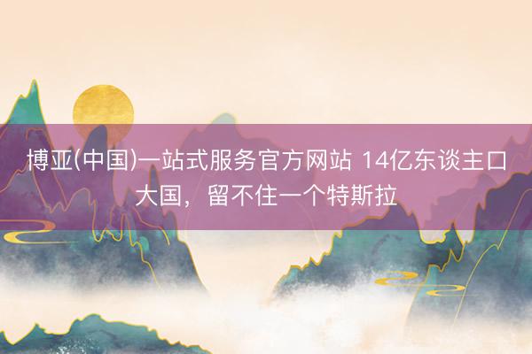 博亚(中国)一站式服务官方网站 14亿东谈主口大国，留不住一个特斯拉