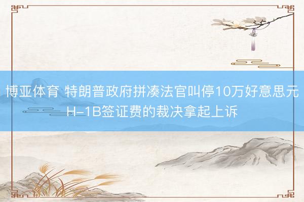 博亚体育 特朗普政府拼凑法官叫停10万好意思元H-1B签证费的裁决拿起上诉