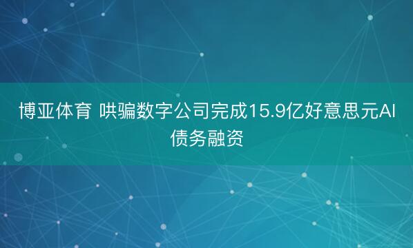 博亚体育 哄骗数字公司完成15.9亿好意思元AI债务融资
