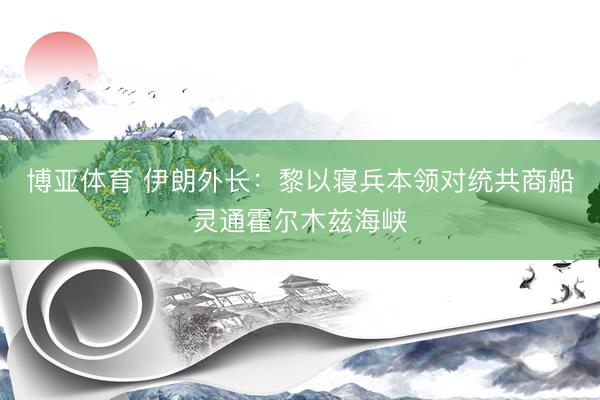 博亚体育 伊朗外长:黎以寝兵本领对统共商船灵通霍尔木兹海峡