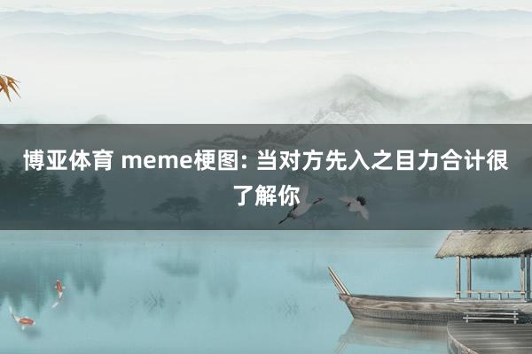 博亚体育 meme梗图: 当对方先入之目力合计很了解你